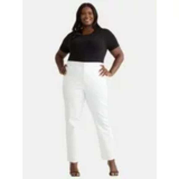 TERRA & SKY High Rise Straight Leg Jeans‎ Plus Sz 26W Vivid White Core Denim NWT - Picture 9 of 12